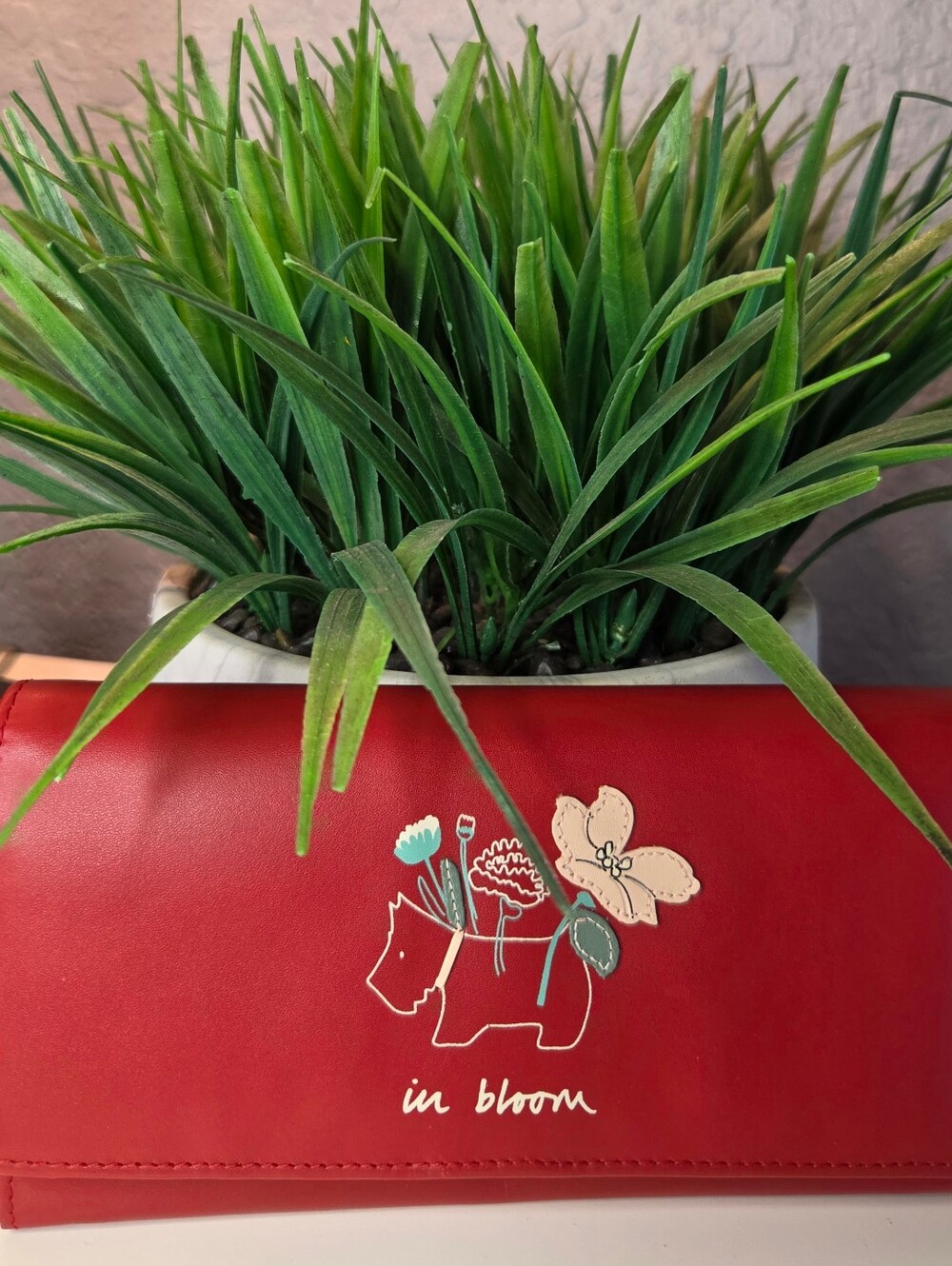 Radley London In Bloom Red Leather Scottie Dog Matinee Wallet- Like New